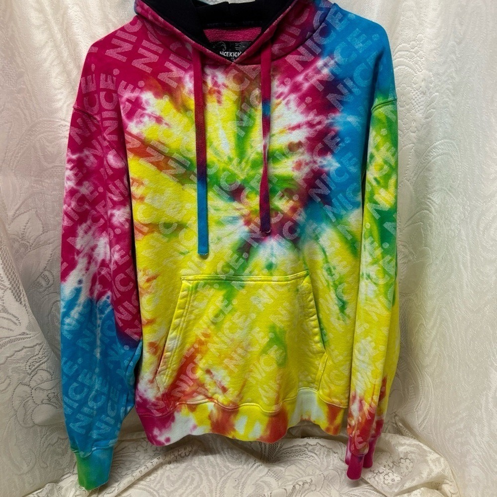 NiceKicks by Nike Tie-Dye Hoodie with 'Nice' Print